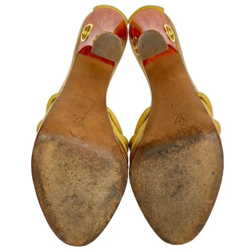 LOUIS VUITTON Yellow Suede Cleo/Pompeii Platform Ankle Strap Sandals, Size 37.5