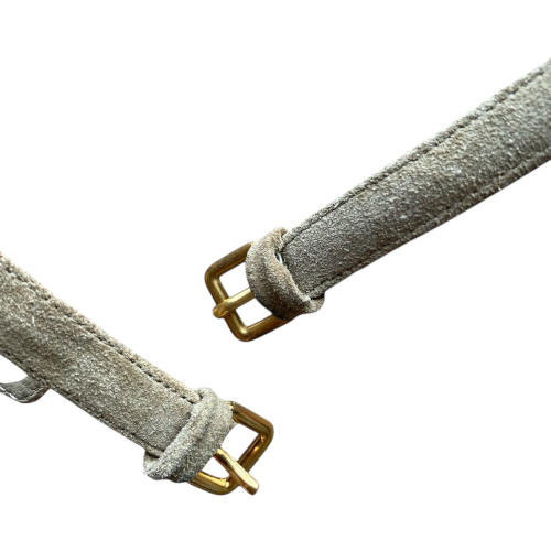 MIU MIU Beige Suede Studded Slingback Wooden Heeled Sandals, Size 38.5