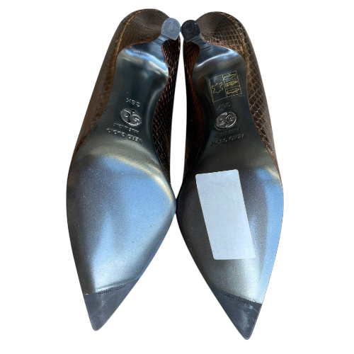 NEW DOLCE & GABBANA Metallic Brown Python Leather Pointed Toe Pumps, Size 38.5