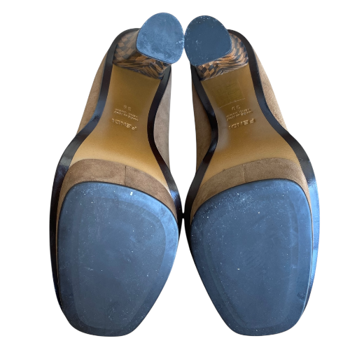 NEW FENDI Brown Suede Platform Pumps, Size 39