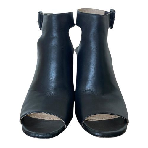 PRADA Black Leather Halter Ankle Strap Silver Chunky Heel Sandals, Size 36.5