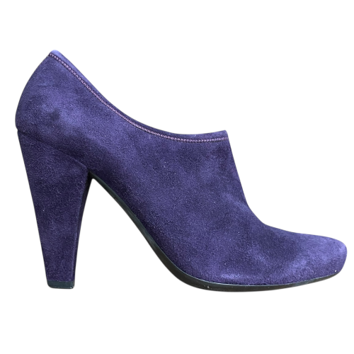 PRADA Purple Suede Logo & Zipper Ankle Boots, Size 36.5