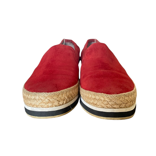 PRADA Sport Red Suede Espadrille Slip On Sneakers, Size 41