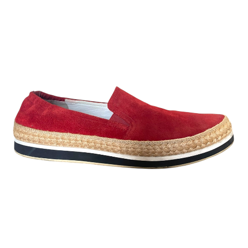 PRADA Sport Red Suede Espadrille Slip On Sneakers, Size 41