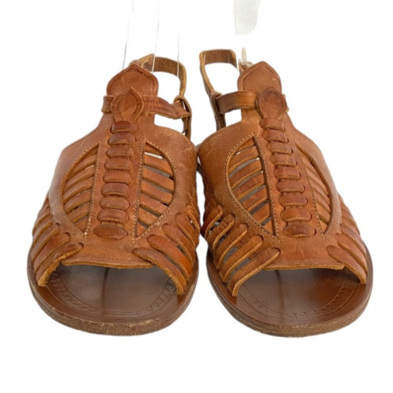 PROENZA SCHOULER Brown Woven Leather Flat Gladiator Sandals, Size 37