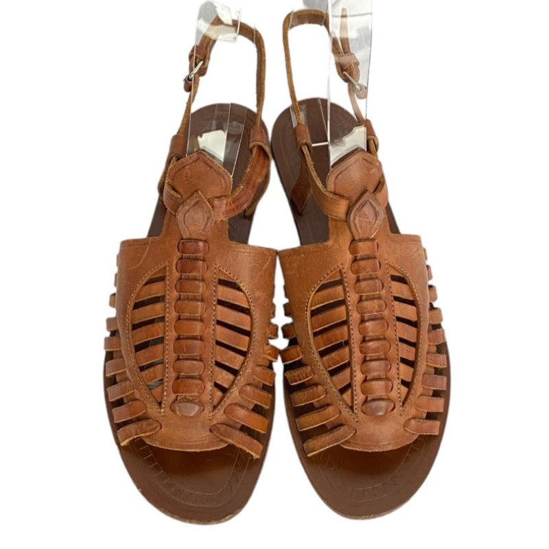 PROENZA SCHOULER Brown Woven Leather Flat Gladiator Sandals, Size 37