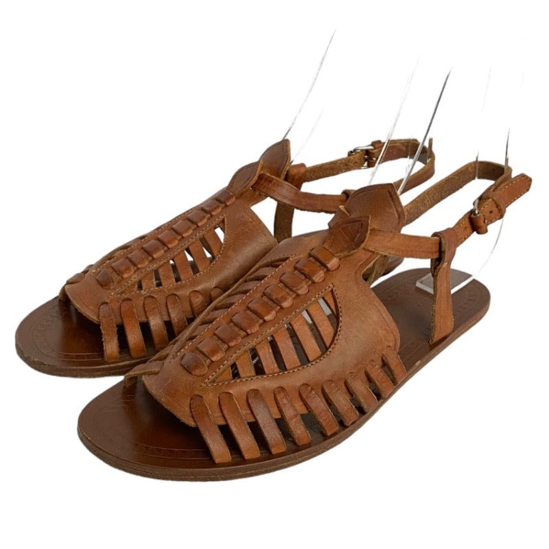 PROENZA SCHOULER Brown Woven Leather Flat Gladiator Sandals, Size 37