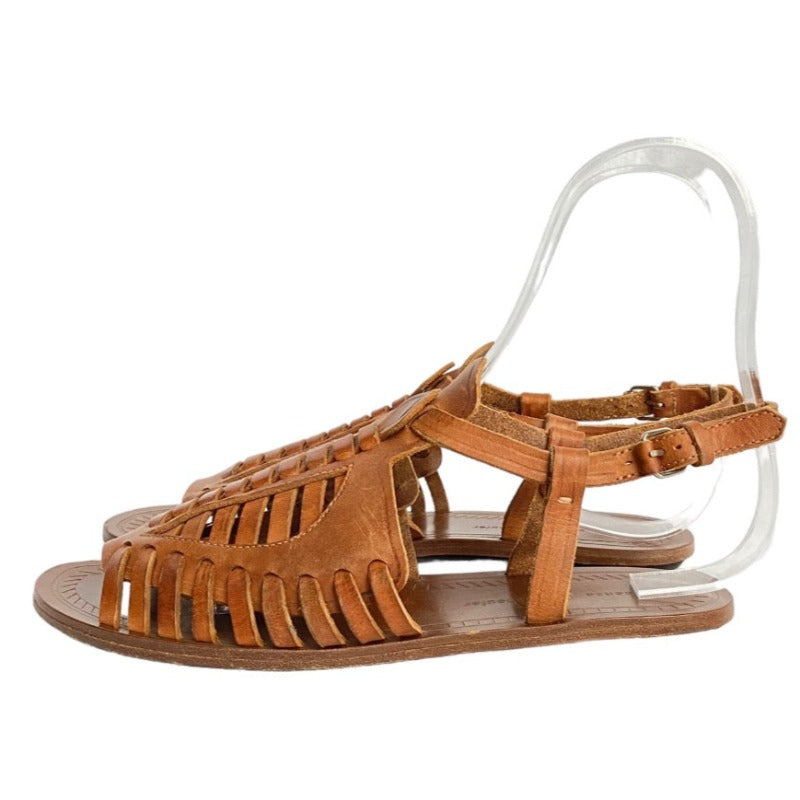 PROENZA SCHOULER Brown Woven Leather Flat Gladiator Sandals, Size 37