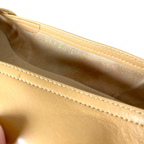 SALVATORE FERRAGAMO Audrey Beige Leather Ballet Flats, Size 35.5