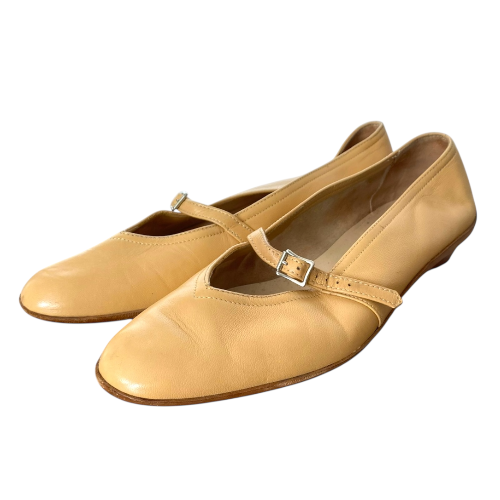 SALVATORE FERRAGAMO Audrey Beige Leather Ballet Flats, Size 35.5