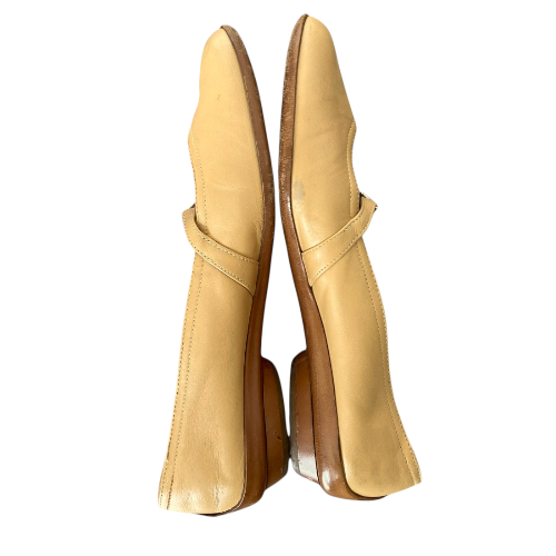 SALVATORE FERRAGAMO Audrey Beige Leather Ballet Flats, Size 35.5