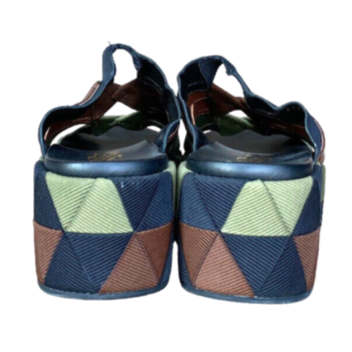 SALVATORE FERRAGAMO Elettra Camo Grosgrain Elasticated Platform Sandals, Size 40