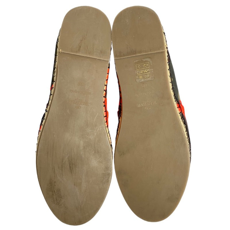 NEW VALENTINO GARAVANI Orange Camouflage Canvas Flat Espadrilles, Size 38