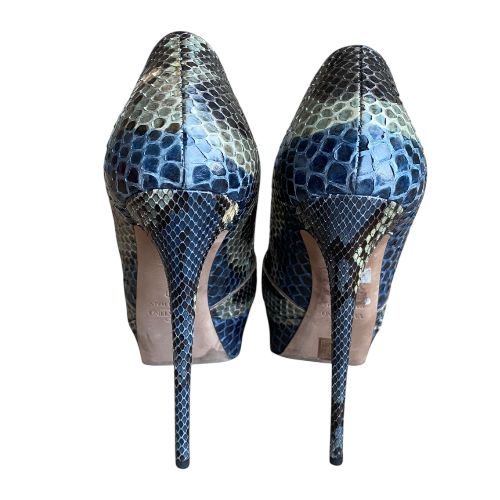 VALENTINO Multicolor Python Rockstud Round Toe Platform Pumps, Size 39