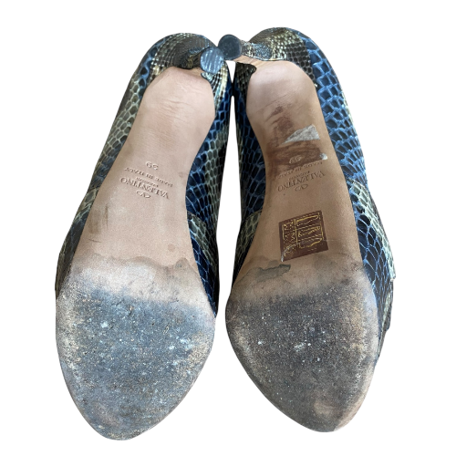 VALENTINO Multicolor Python Rockstud Round Toe Platform Pumps, Size 39