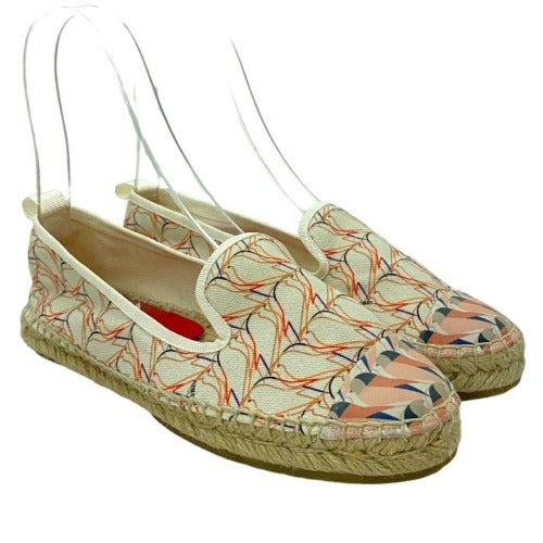 FENDI Multicolor Printed Canvas and Leather Cap Toe Flat Espadrilles, 36.5