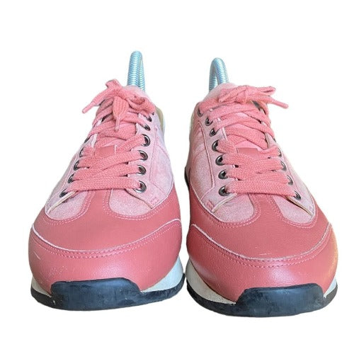 HERMES Goal Antique Pink Leather & Suede Low Sneaker, Size 39