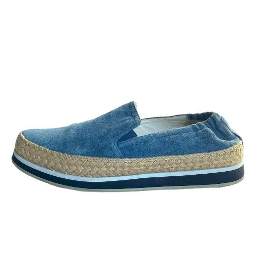 PRADA Saint Tropez Blue Suede Sport Slip-on Espadrille Sneakers, Size 35.5