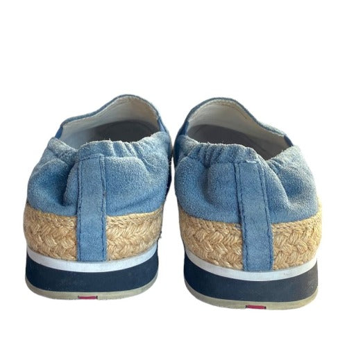 PRADA Saint Tropez Blue Suede Sport Slip-on Espadrille Sneakers, Size 35.5