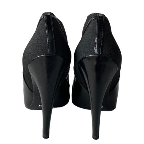 CHRISTIAN DIOR Black Leather Fabric Stretch Pointed Toe Booties, Size 38.5