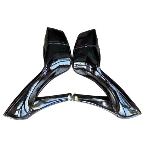 LOUIS VUITTON Maroon Color Patent Leather Pointed Toe Platform Pumps, Size 39