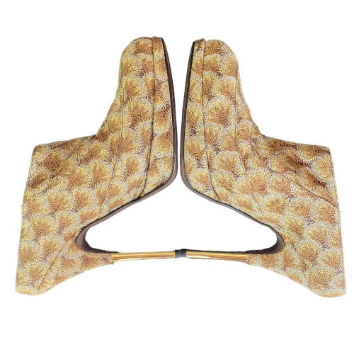 MISSONI Beige & Brown Knit Fabric Platform Mules Heeled Sandals, Size 37