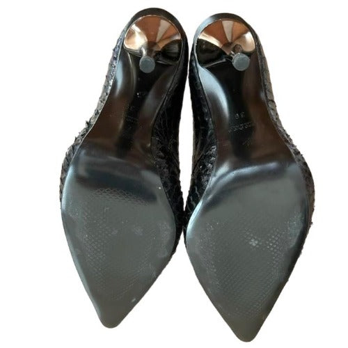 NEW GIUSEPPE ZANOTTI Cruise Black Python Gold Zip & Heel Pointed Toe Pumps, Size 39