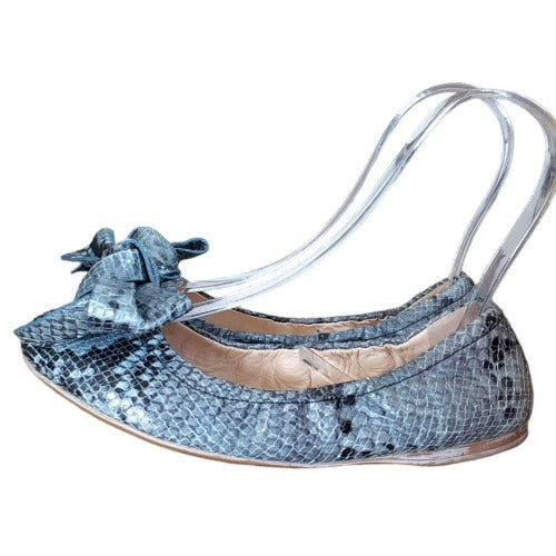 PRADA Multicolor Python Embossed Leather Scrunch Bow Ballet Flats, Size 35.5