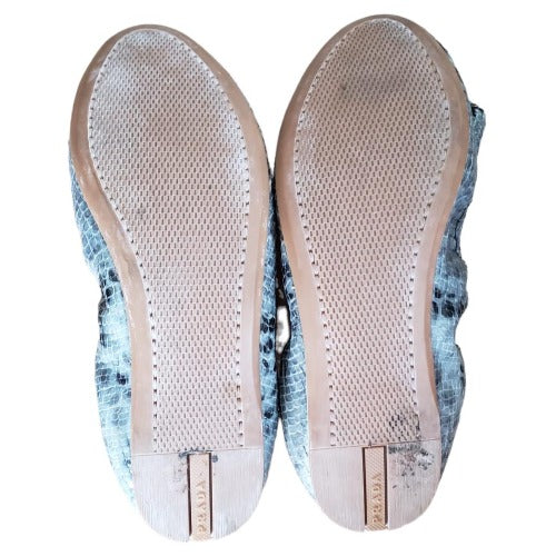 PRADA Multicolor Python Embossed Leather Scrunch Bow Ballet Flats, Size 35.5