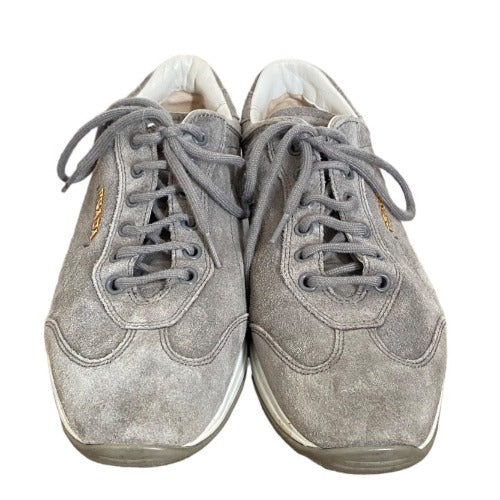 PRADA Sport Gray Suede Lace Up Low Top Sneakers, Size 36.5