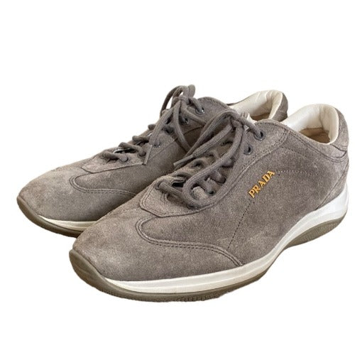 PRADA Sport Gray Suede Lace Up Low Top Sneakers, Size 36.5