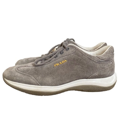 PRADA Sport Gray Suede Lace Up Low Top Sneakers, Size 36.5