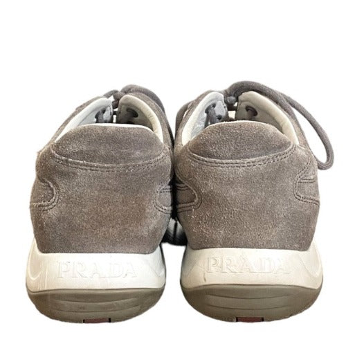 PRADA Sport Gray Suede Lace Up Low Top Sneakers, Size 36.5
