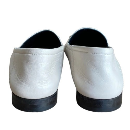 NEW GUCCI Brixton White Leather Horsebit Loafers, Size 40