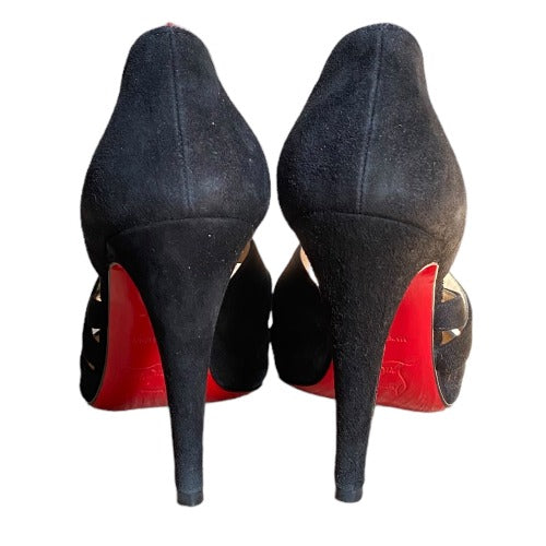 CHRISTIAN LOUBOUTIN Citoyenne Black Suede Criss Cross Pumps, Size 36
