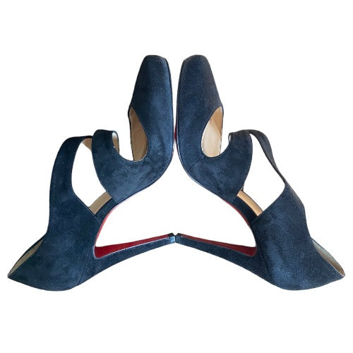 CHRISTIAN LOUBOUTIN Citoyenne Black Suede Criss Cross Pumps, Size 36