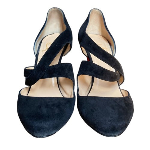 CHRISTIAN LOUBOUTIN Citoyenne Black Suede Criss Cross Pumps, Size 36