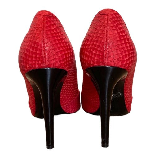 PROENZA SCHOULER Red Python Leather Pointed Toe Patent Heel Pumps, Size 39