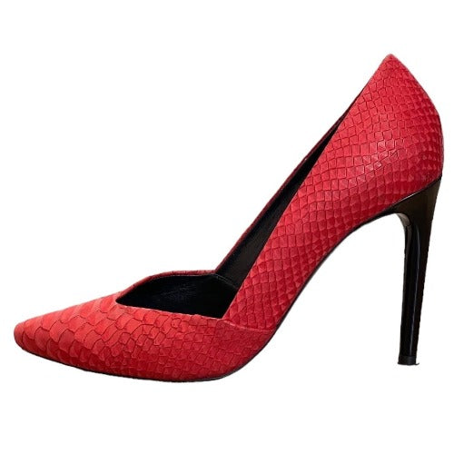 PROENZA SCHOULER Red Python Leather Pointed Toe Patent Heel Pumps, Size 39