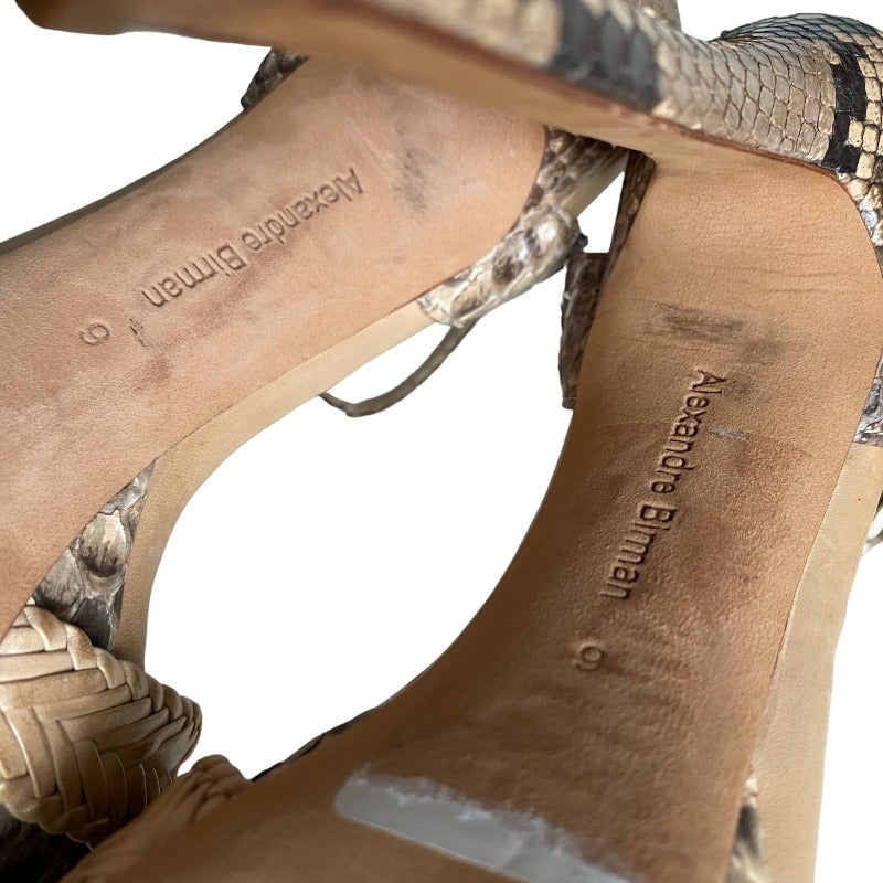 ALEXANDRE BIRMAN Beige Python Criss Cross Ankle Strap Platform Sandals, Size 36