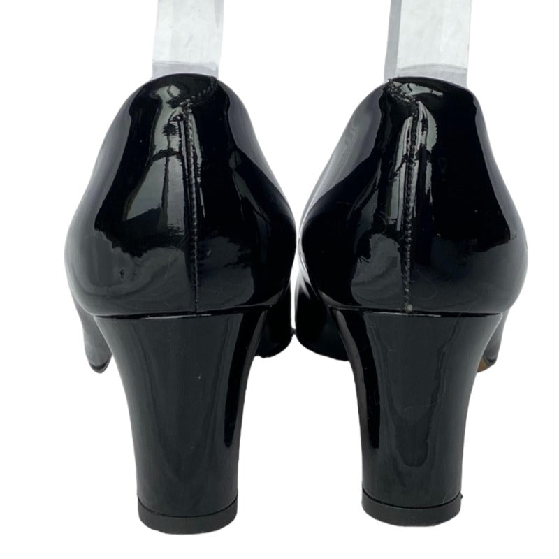 DOLCE&GABBANA Black Patent Leather with Rhinestone Buckle Low Heel Pumps, Size 36