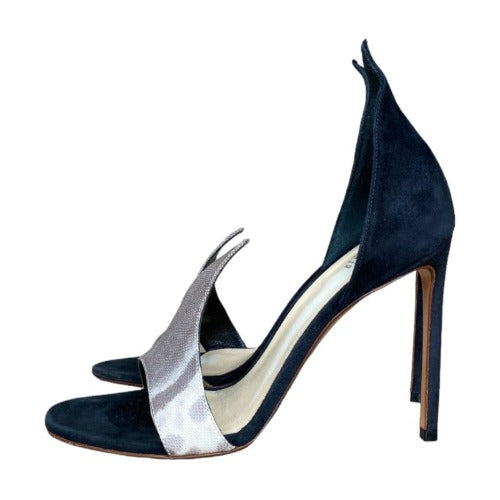 FRANCESCO RUSSO Riso 87 Black Suede Greige Nubuck D’Orsay Open Toe Sandals, 37