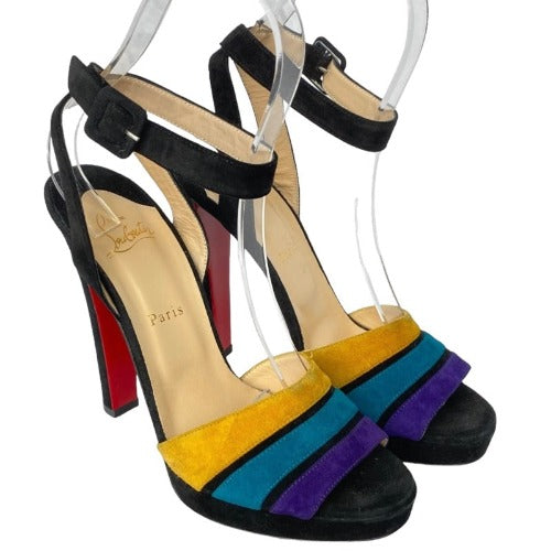 NWD CHRISTIAN LOUBOUTIN Multi Color Viva Bella 140 Veau Velours Sandals, 40.5