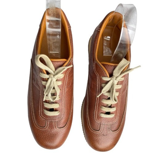 NEW HERMES Brown Leather Quick Lace Up Sneakers Size 41