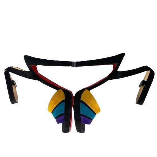 NWD CHRISTIAN LOUBOUTIN Multi Color Viva Bella 140 Veau Velours Sandals, 40.5