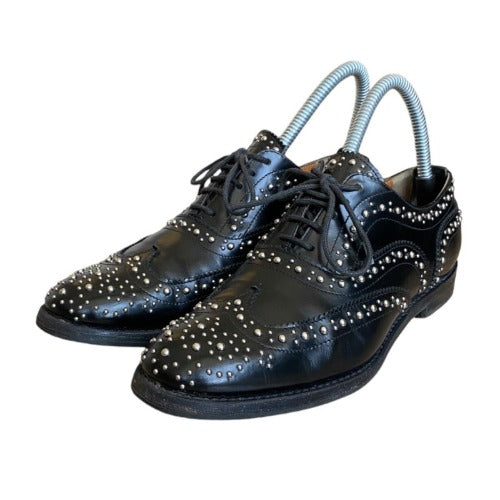 CHURCH’S Burwood Met. Polished Binder Brogue Studded Black Oxford, Size 37.5