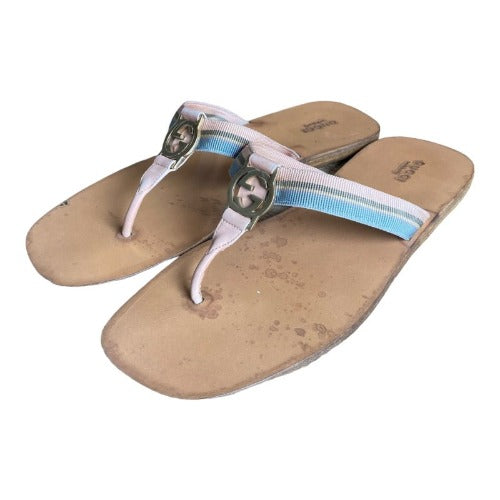 GUCCI Enamel GG Web Flip Flops Pink Blue Flat Thong Sandals, Size 40