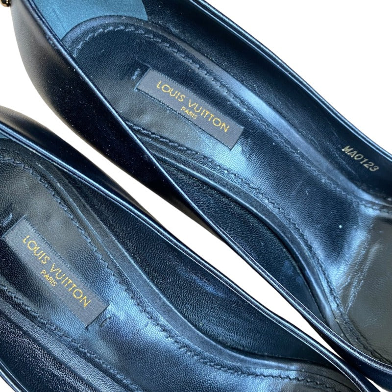 LOUIS VUITTON Black Smooth Calfskin Leather Oh Really! Peep Toe Pumps, Size 39