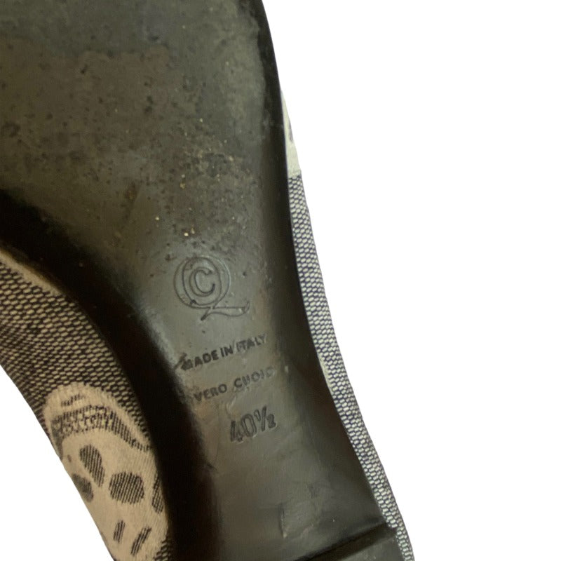 ALEXANDER MCQUEEN Skull Printed Black Round Toe Canvas Ballet Flats, Size 40.5