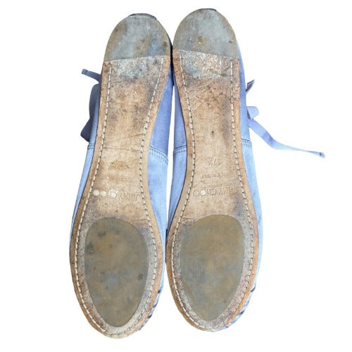 JIMMY CHOO Grace Lavender Satin Ballerina Flats, Size 37.5